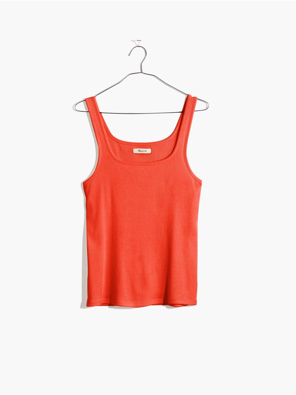 Madewell Ribbed Square Neck Tank Top Orange 100% Cotton Size Medium
